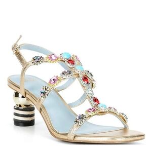 FRANCES VALENTINE KIKI Jeweled BLOCK HEEL DRESS Sandals 9M NEW $495